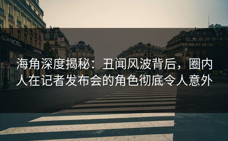 海角深度揭秘：丑闻风波背后，圈内人在记者发布会的角色彻底令人意外