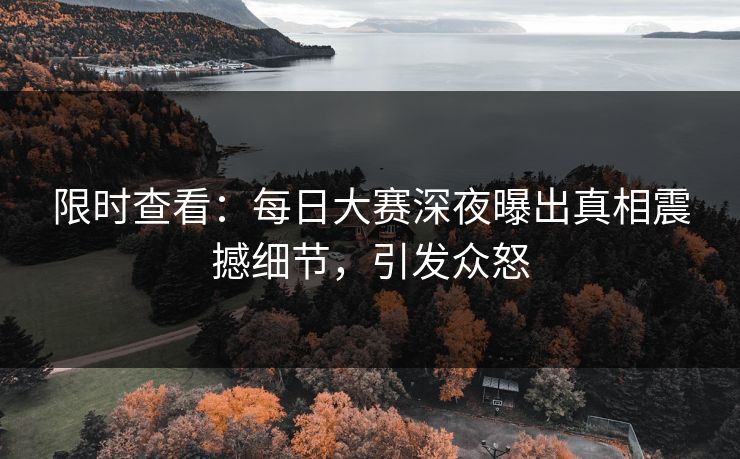 限时查看：每日大赛深夜曝出真相震撼细节，引发众怒