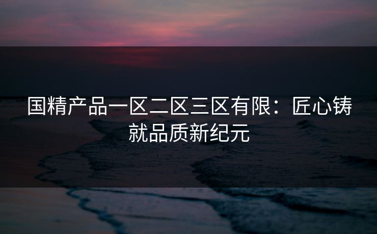 国精产品一区二区三区有限：匠心铸就品质新纪元